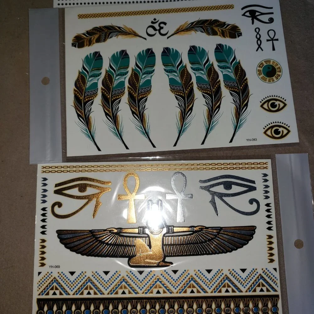 3 sheets Golden Silver Temporary Tattoo - Picture 3 of 15